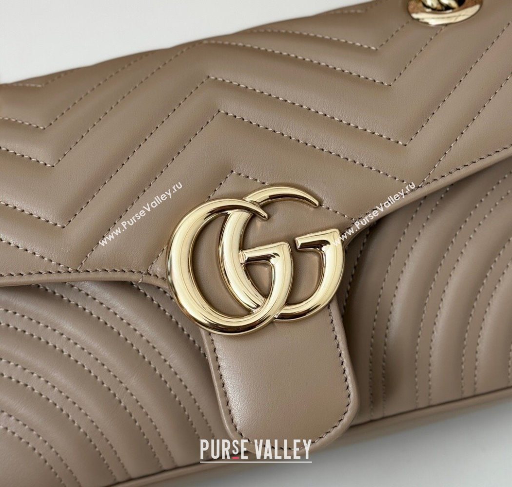 Gucci GG Marmont Matelasse Leather Small Shoulder Bag 443497 Taupe Grey 2025 (DLH-250630051)