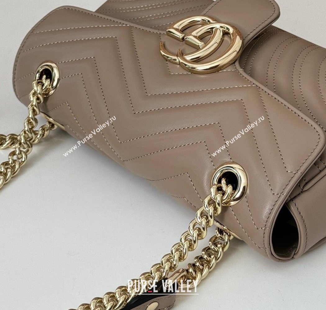 Gucci GG Marmont Matelasse Leather Small Shoulder Bag 443497 Taupe Grey 2025 (DLH-250630051)