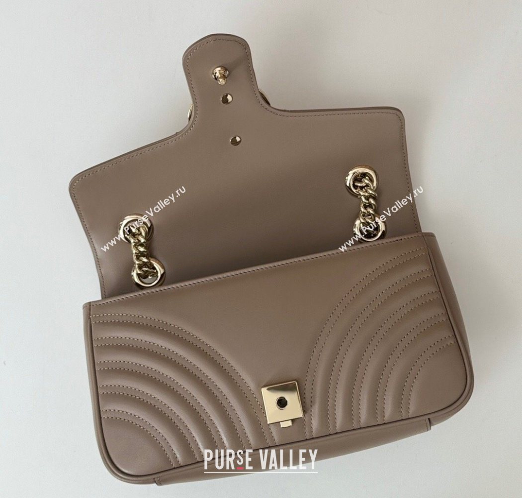 Gucci GG Marmont Matelasse Leather Small Shoulder Bag 443497 Taupe Grey 2025 (DLH-250630051)