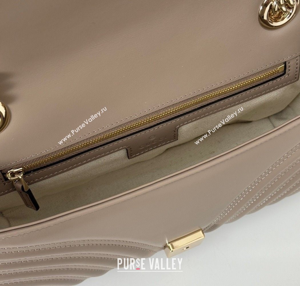 Gucci GG Marmont Matelasse Leather Small Shoulder Bag 443497 Taupe Grey 2025 (DLH-250630051)