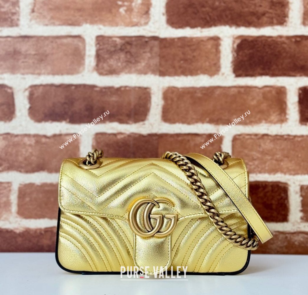 Gucci GG Marmont Matelasse Leather Mini Bag 446744 Gold-Tone 2025 (DLH-250630052)