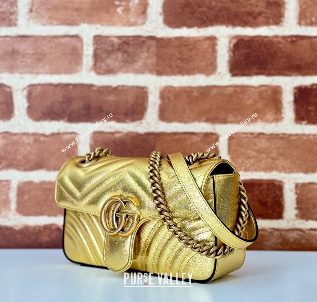 Gucci GG Marmont Matelasse Leather Mini Bag 446744 Gold-Tone 2025 (DLH-250630052)