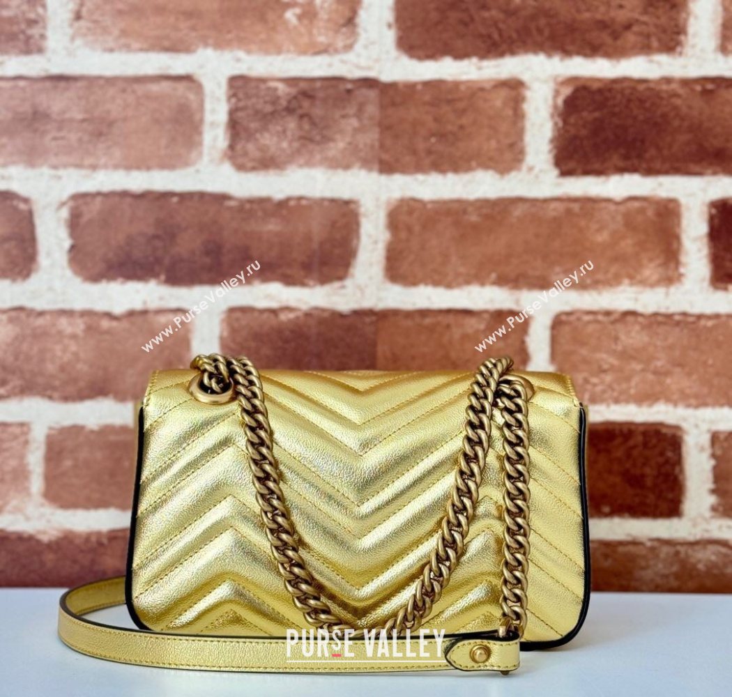 Gucci GG Marmont Matelasse Leather Mini Bag 446744 Gold-Tone 2025 (DLH-250630052)