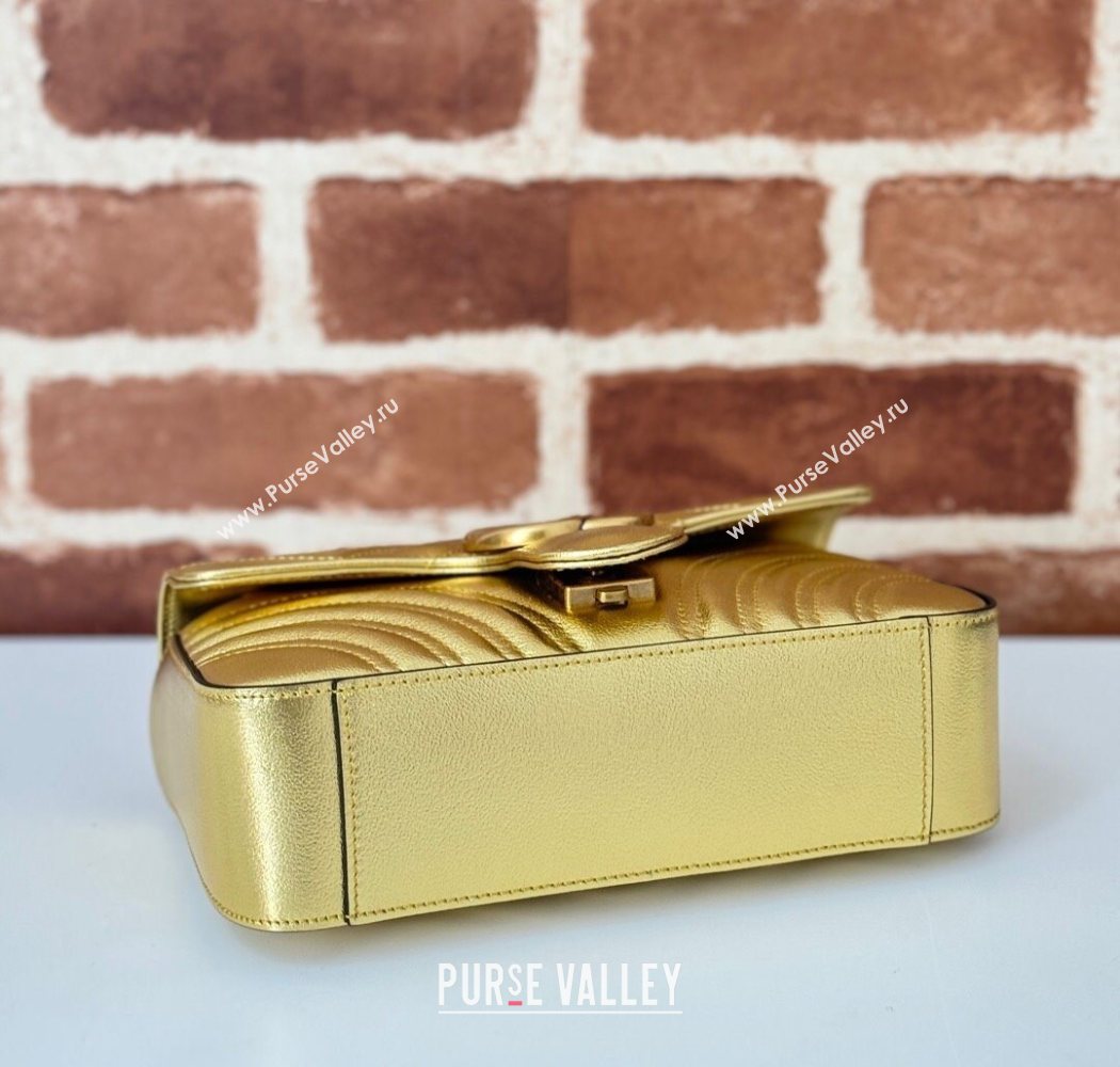 Gucci GG Marmont Matelasse Leather Mini Bag 446744 Gold-Tone 2025 (DLH-250630052)