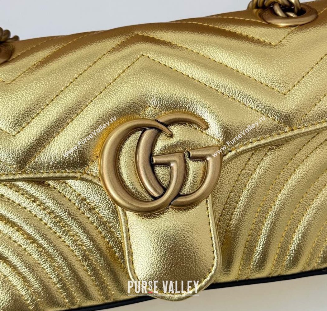 Gucci GG Marmont Matelasse Leather Mini Bag 446744 Gold-Tone 2025 (DLH-250630052)
