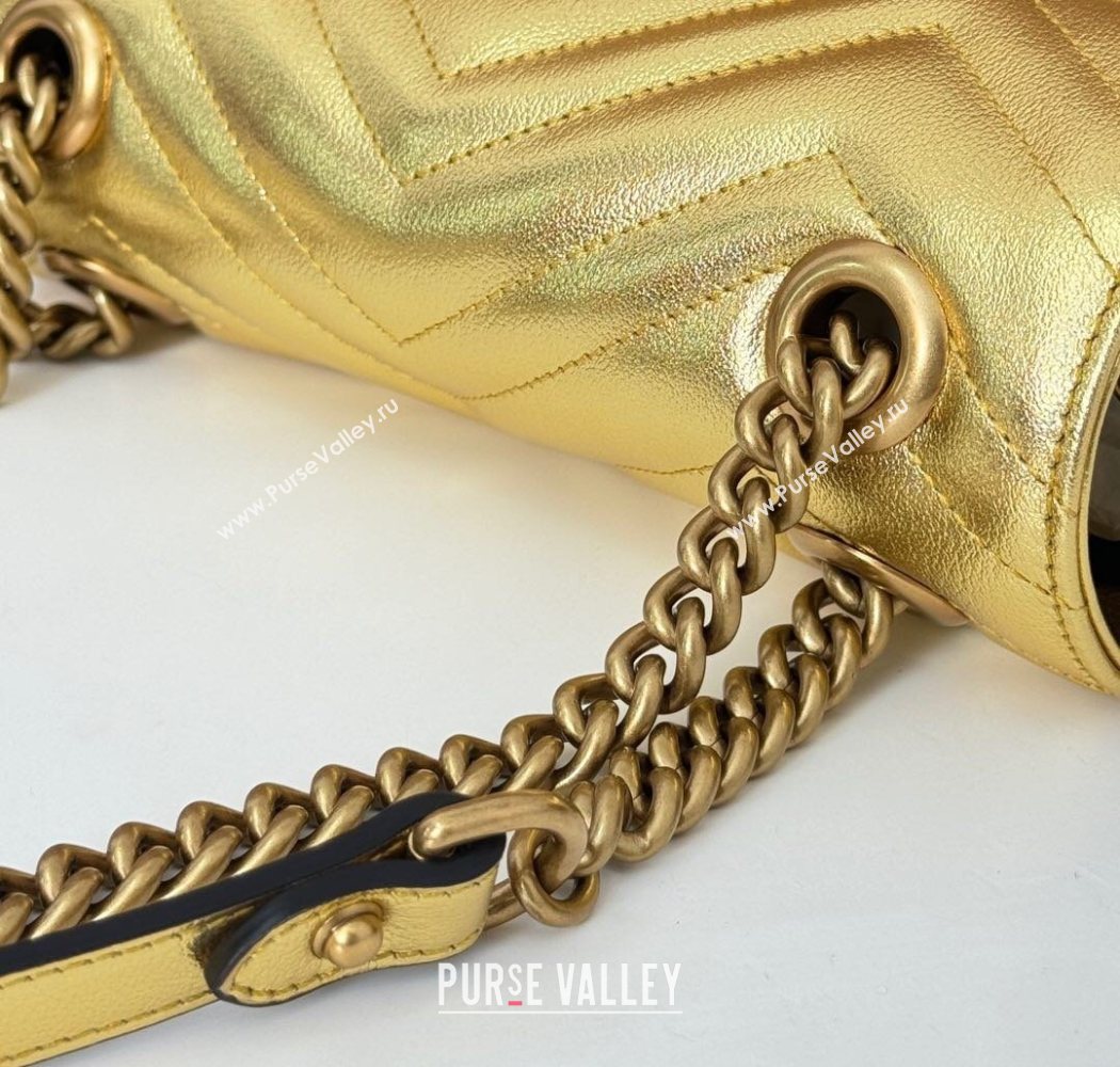 Gucci GG Marmont Matelasse Leather Mini Bag 446744 Gold-Tone 2025 (DLH-250630052)