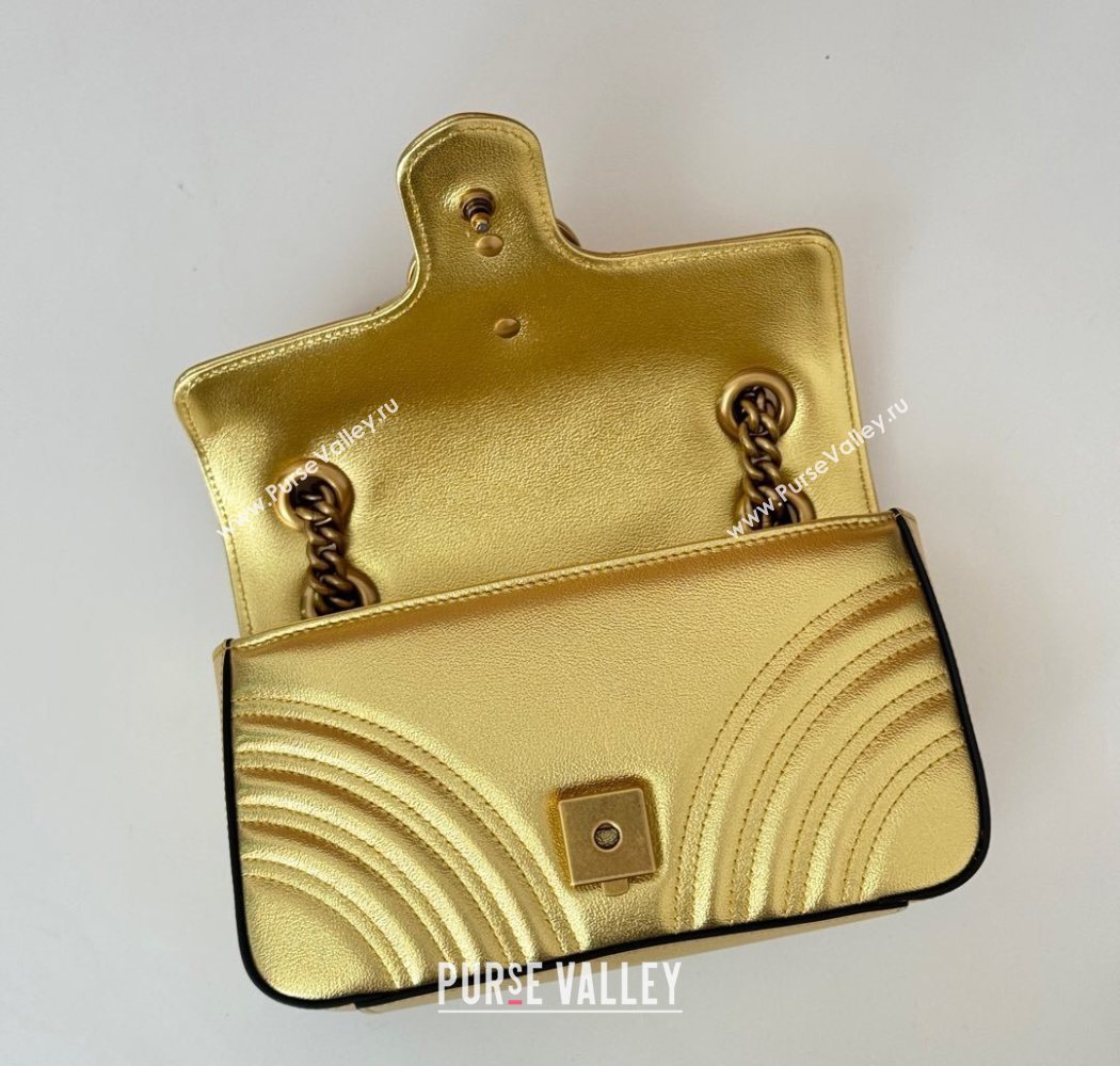 Gucci GG Marmont Matelasse Leather Mini Bag 446744 Gold-Tone 2025 (DLH-250630052)