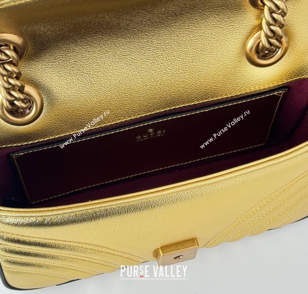 Gucci GG Marmont Matelasse Leather Mini Bag 446744 Gold-Tone 2025 (DLH-250630052)