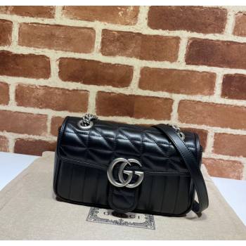 Gucci GG Marmont Geometric Leather Mini Bag 446744 Black 2025 (DLH-250630053)
