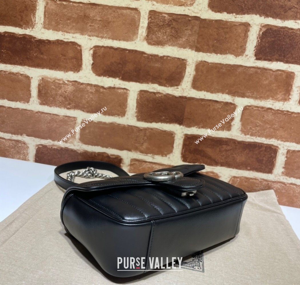 Gucci GG Marmont Geometric Leather Mini Bag 446744 Black 2025 (DLH-250630053)