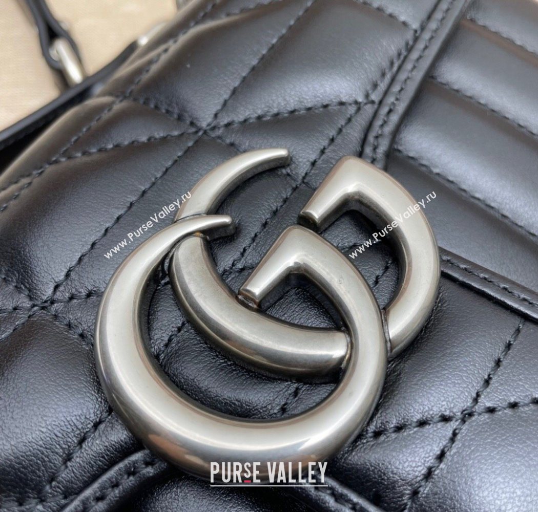 Gucci GG Marmont Geometric Leather Mini Bag 446744 Black 2025 (DLH-250630053)