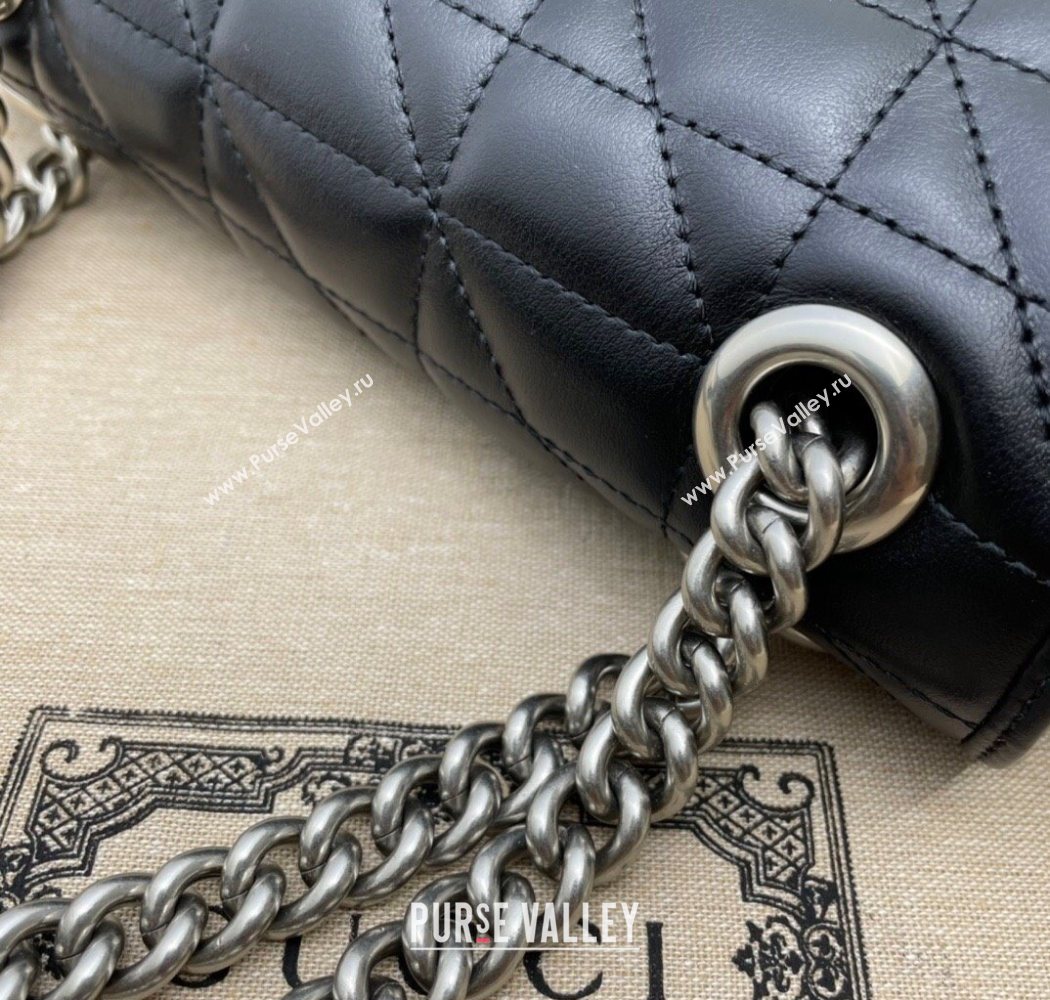 Gucci GG Marmont Geometric Leather Mini Bag 446744 Black 2025 (DLH-250630053)
