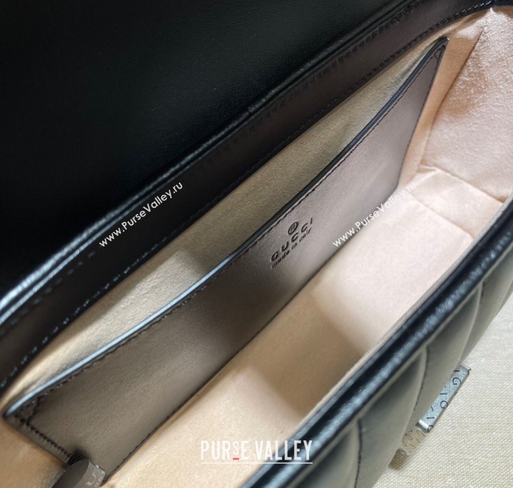 Gucci GG Marmont Geometric Leather Mini Bag 446744 Black 2025 (DLH-250630053)