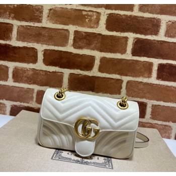 Gucci GG Marmont Matelasse Leather Mini Bag 446744 White/Gold 2025 (DLH-250630054)