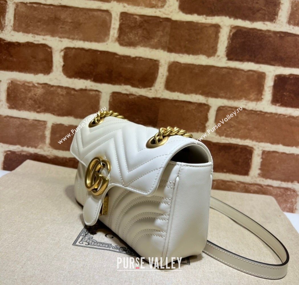 Gucci GG Marmont Matelasse Leather Mini Bag 446744 White/Gold 2025 (DLH-250630054)