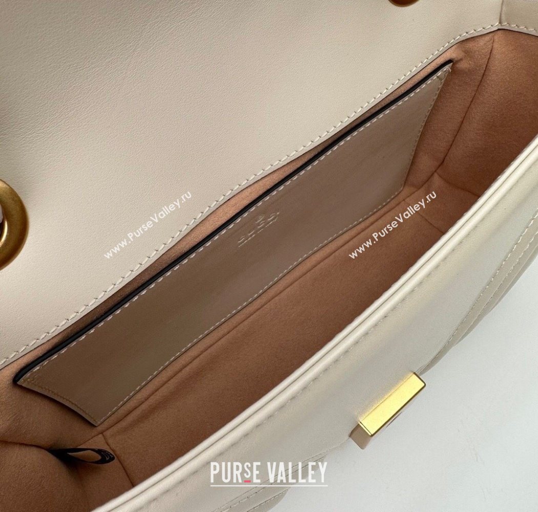 Gucci GG Marmont Matelasse Leather Mini Bag 446744 White/Gold 2025 (DLH-250630054)