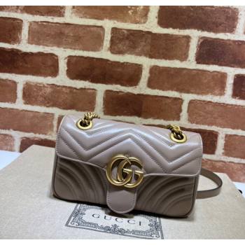 Gucci GG Marmont Matelasse Leather Mini Bag 446744 Dusty Beige 2025 (DLH-250630055)