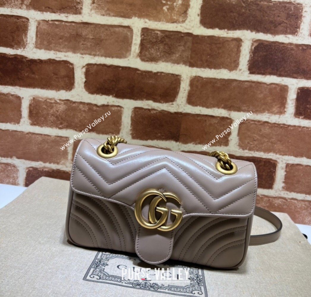 Gucci GG Marmont Matelasse Leather Mini Bag 446744 Dusty Beige 2025 (DLH-250630055)