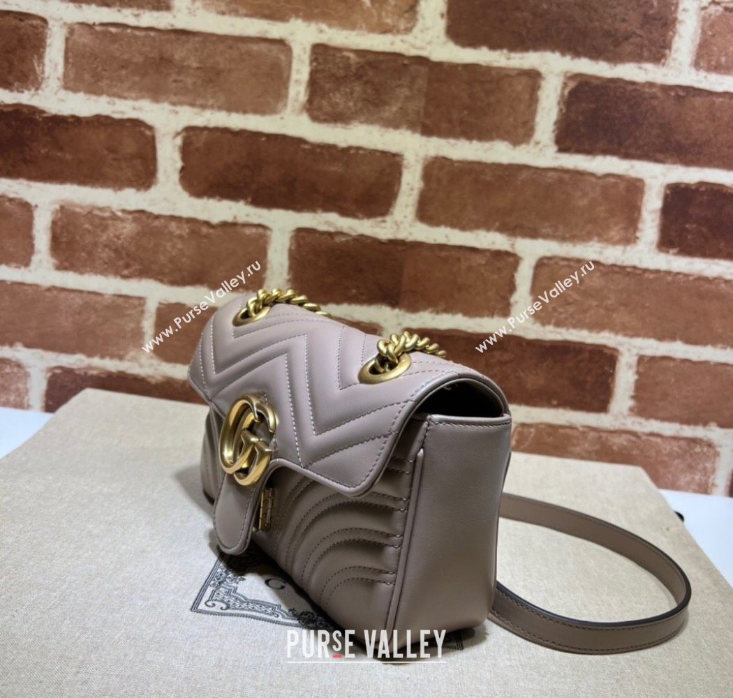 Gucci GG Marmont Matelasse Leather Mini Bag 446744 Dusty Beige 2025 (DLH-250630055)