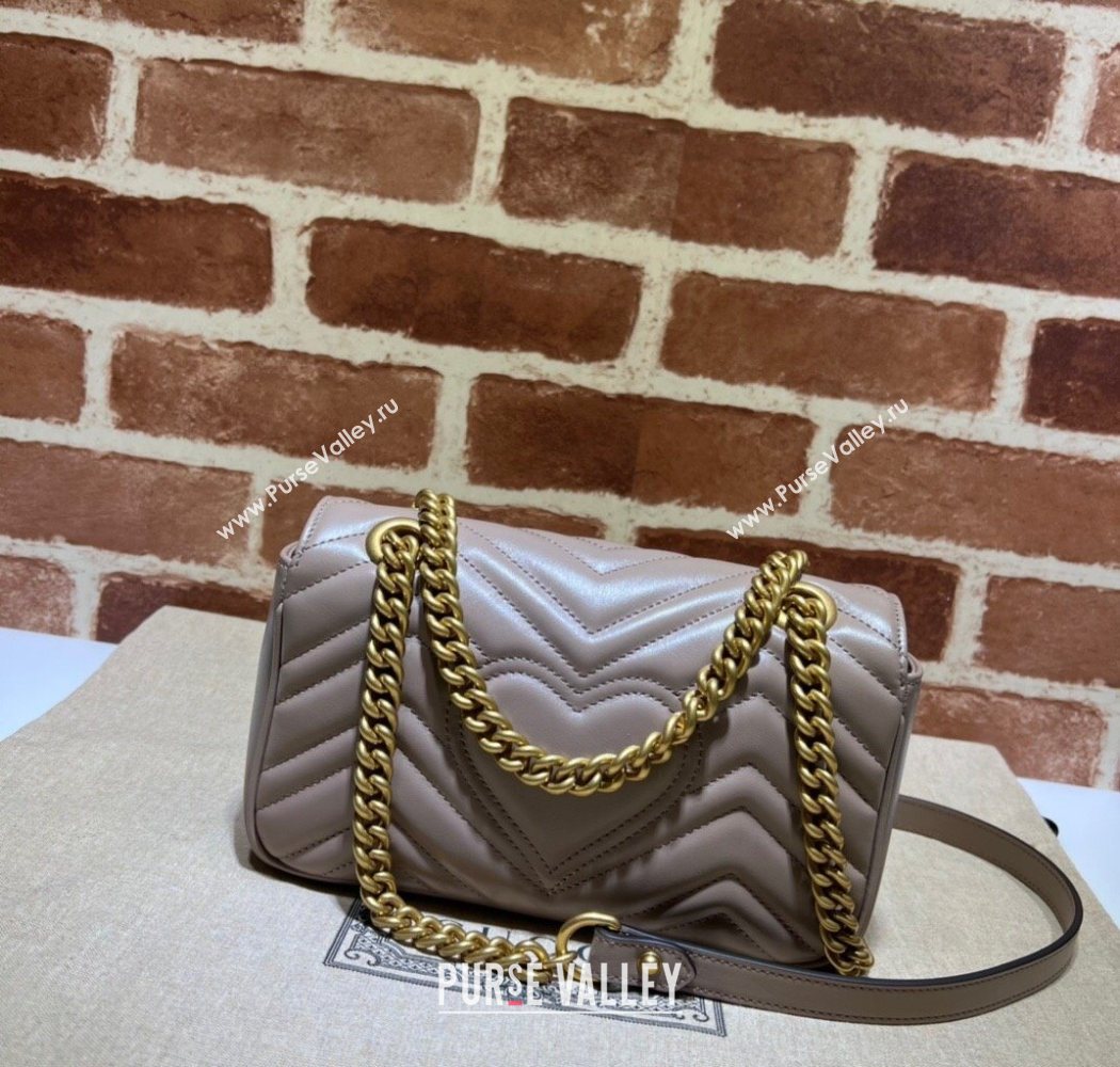 Gucci GG Marmont Matelasse Leather Mini Bag 446744 Dusty Beige 2025 (DLH-250630055)