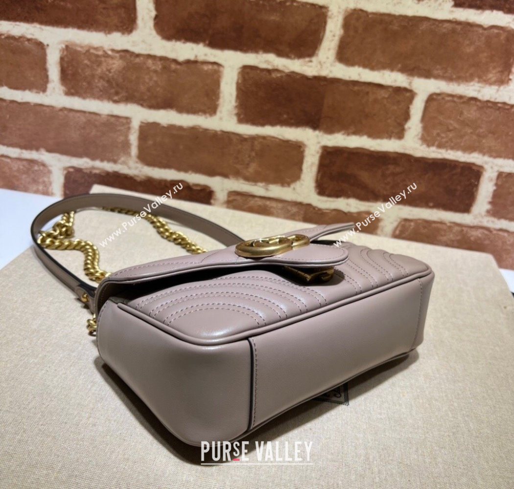 Gucci GG Marmont Matelasse Leather Mini Bag 446744 Dusty Beige 2025 (DLH-250630055)