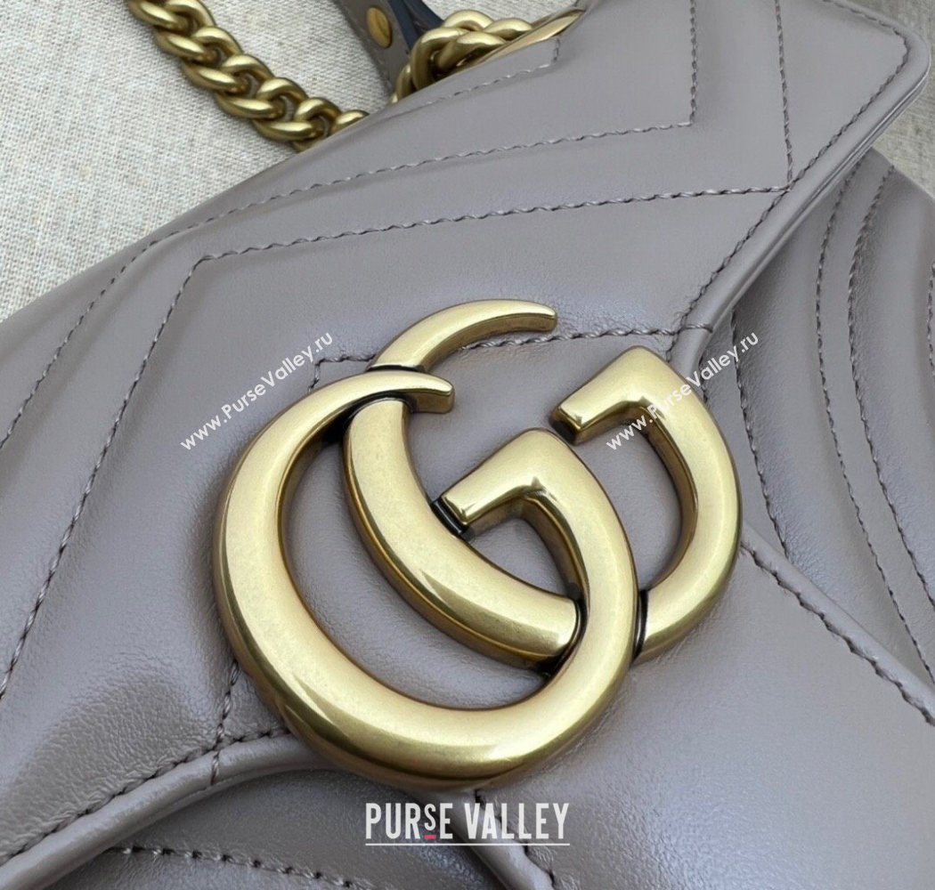 Gucci GG Marmont Matelasse Leather Mini Bag 446744 Dusty Beige 2025 (DLH-250630055)