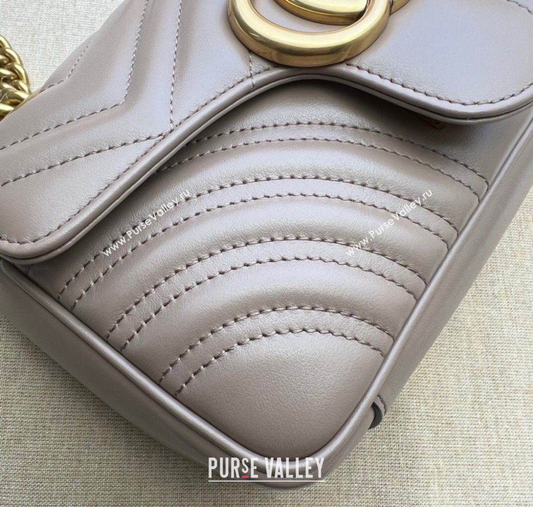 Gucci GG Marmont Matelasse Leather Mini Bag 446744 Dusty Beige 2025 (DLH-250630055)