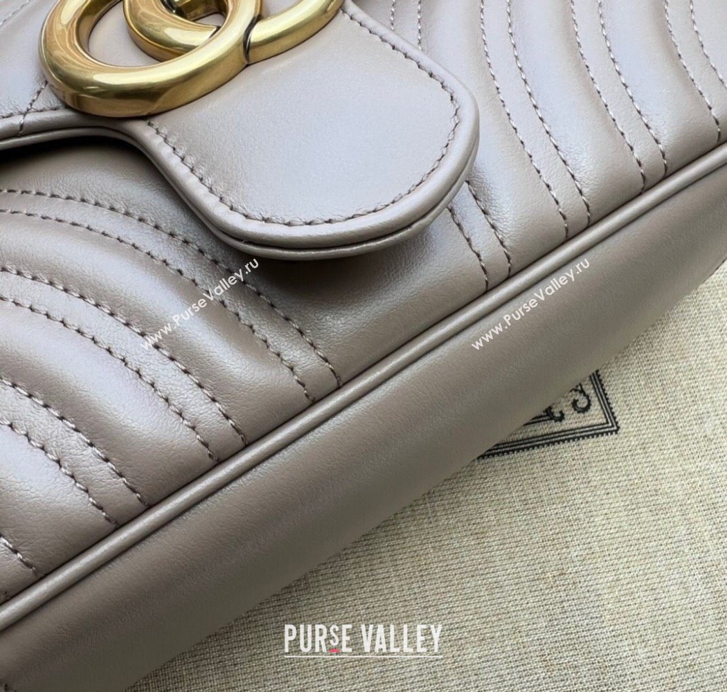 Gucci GG Marmont Matelasse Leather Mini Bag 446744 Dusty Beige 2025 (DLH-250630055)