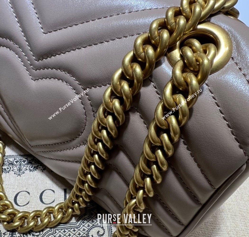 Gucci GG Marmont Matelasse Leather Mini Bag 446744 Dusty Beige 2025 (DLH-250630055)