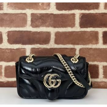 Gucci GG Marmont Padded Patent Leather Mini Bag 446744 Black 2025 (DLH-250630056)