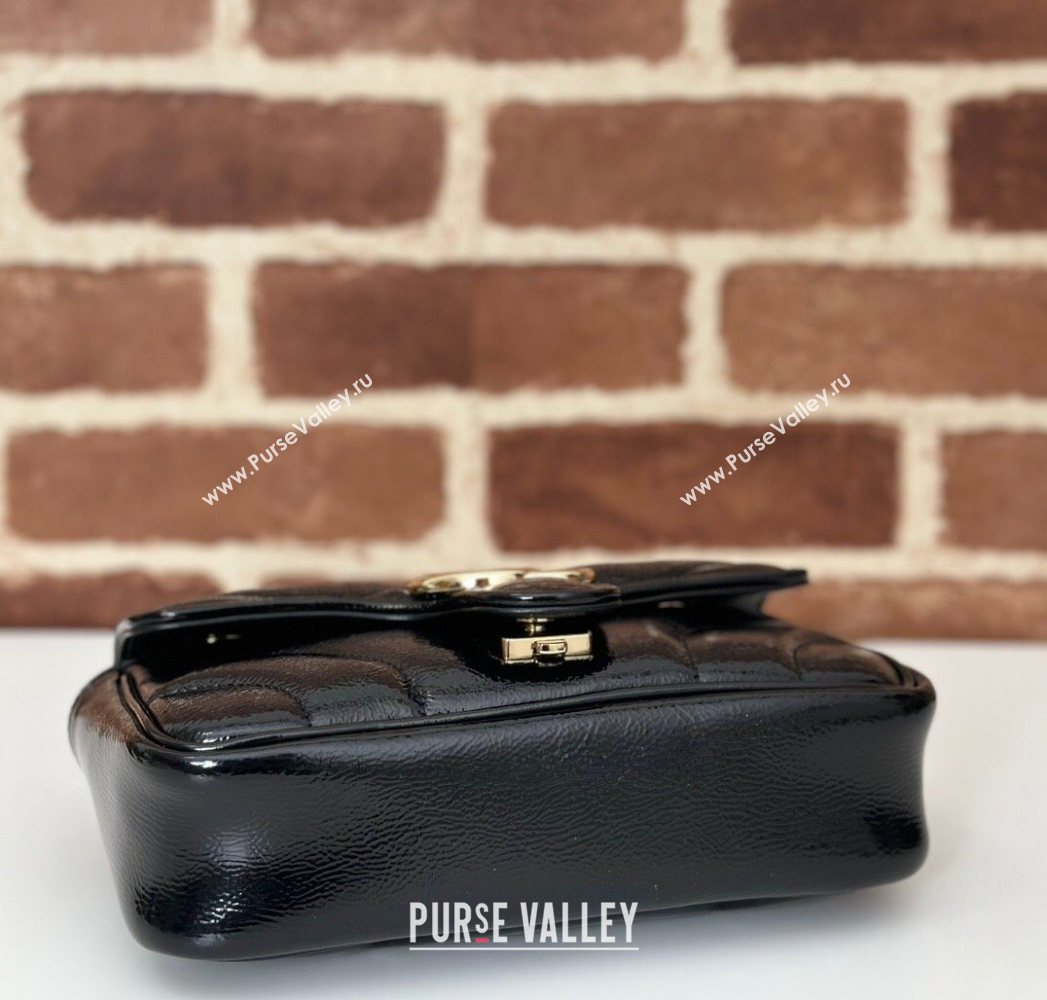 Gucci GG Marmont Padded Patent Leather Mini Bag 446744 Black 2025 (DLH-250630056)
