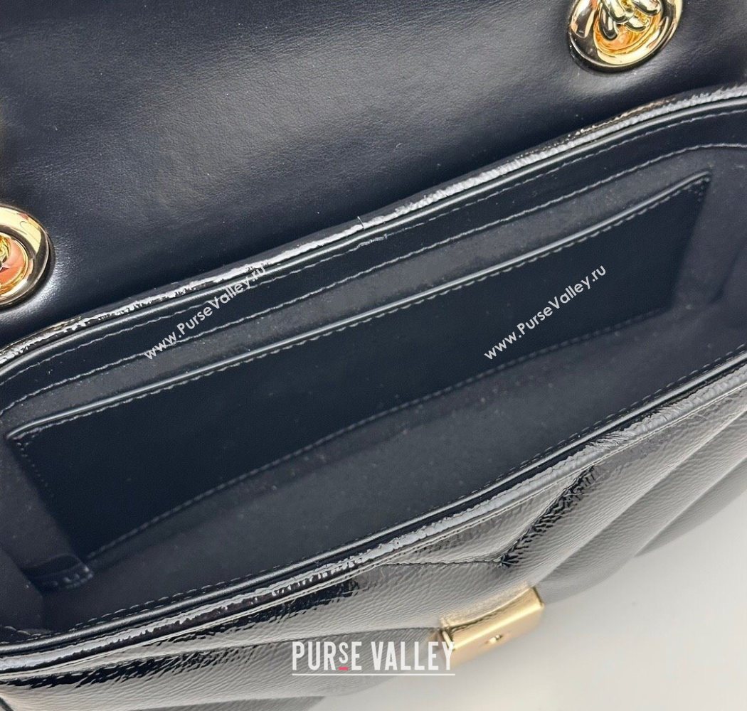 Gucci GG Marmont Padded Patent Leather Mini Bag 446744 Black 2025 (DLH-250630056)