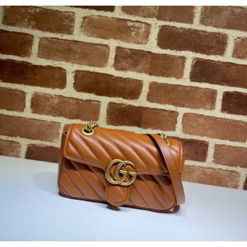Gucci GG Marmont Diagonal Leather Mini Bag 446744 Brown 2025 (DLH-250630057)