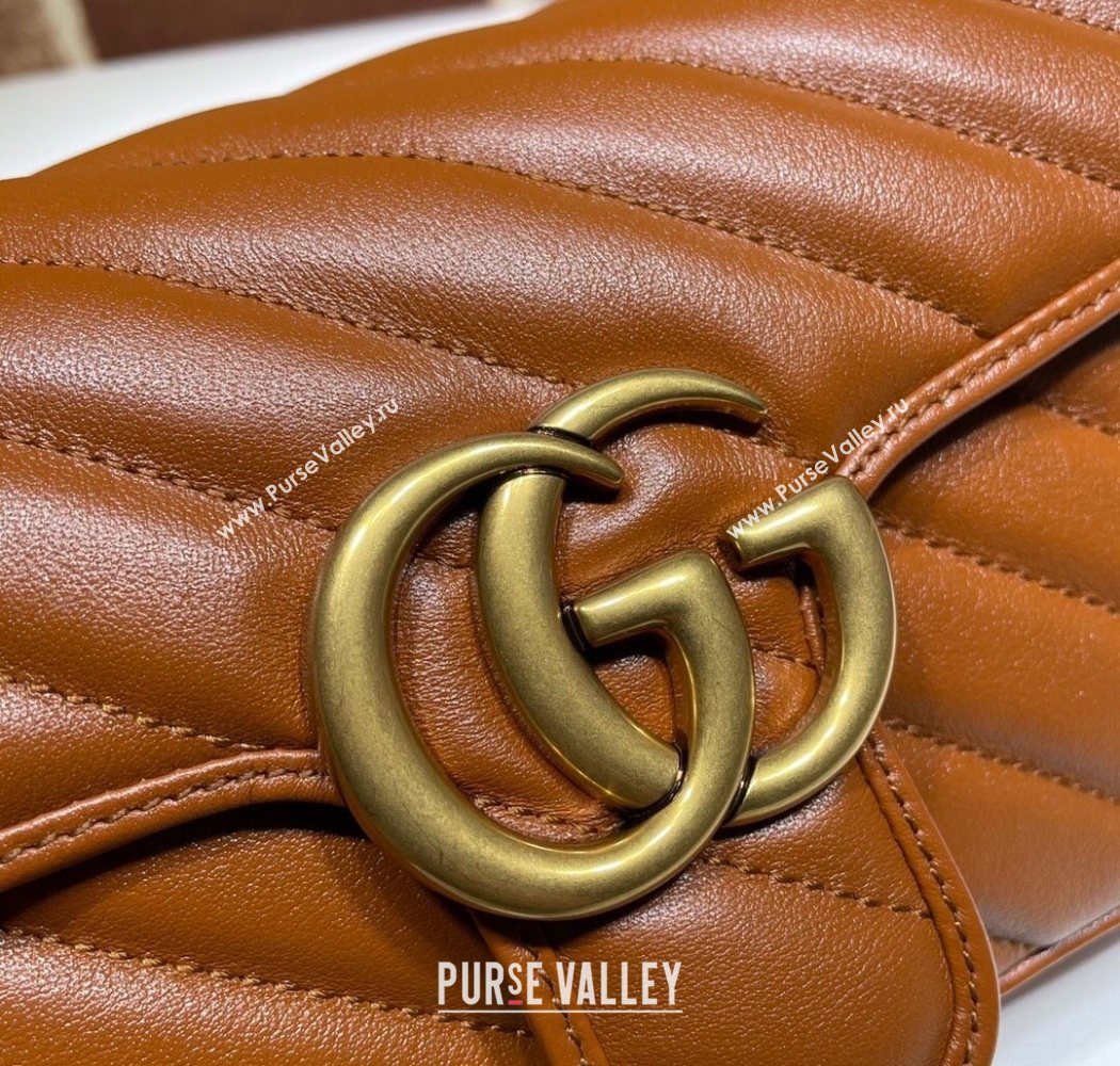 Gucci GG Marmont Diagonal Leather Mini Bag 446744 Brown 2025 (DLH-250630057)
