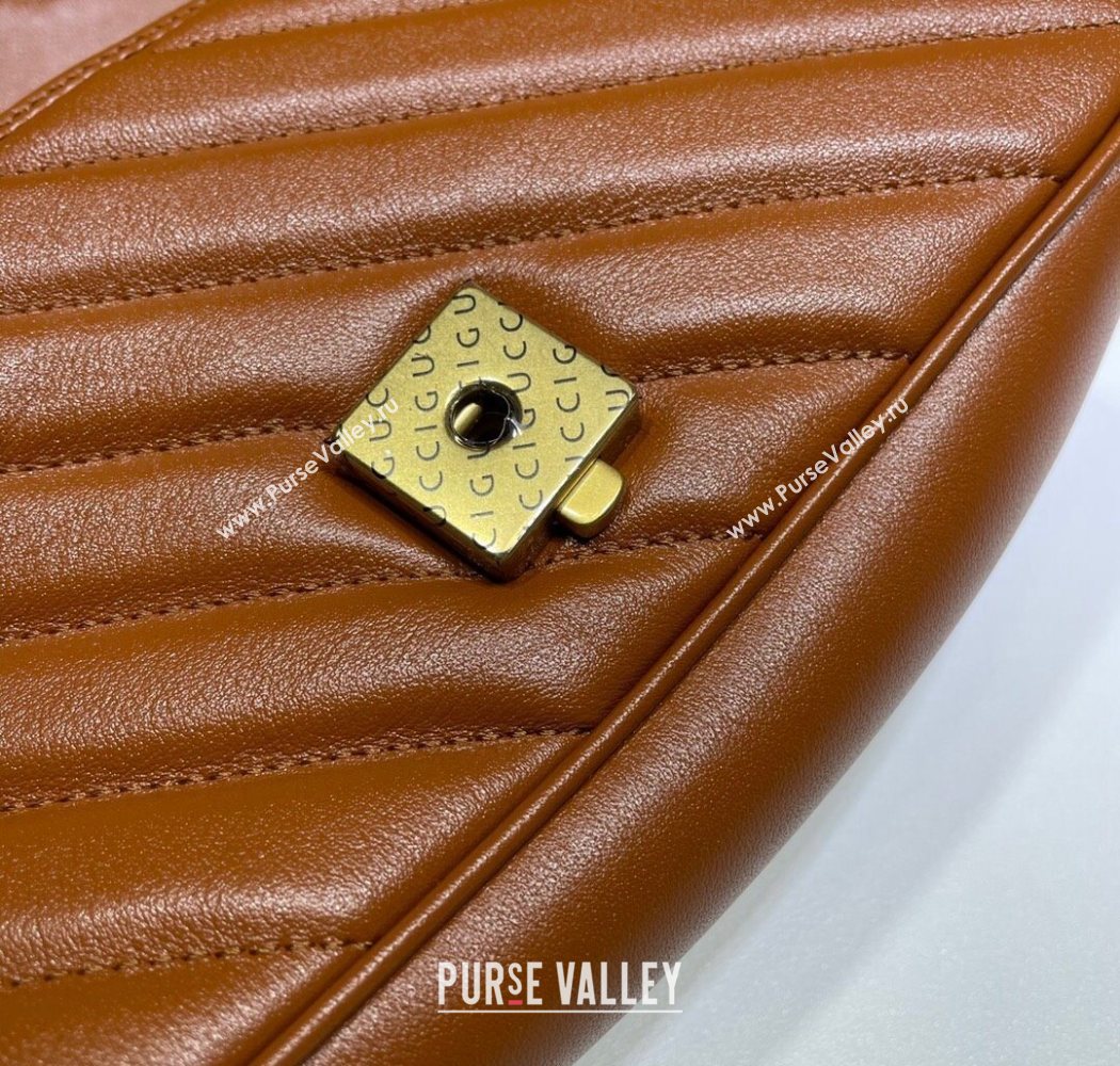 Gucci GG Marmont Diagonal Leather Mini Bag 446744 Brown 2025 (DLH-250630057)