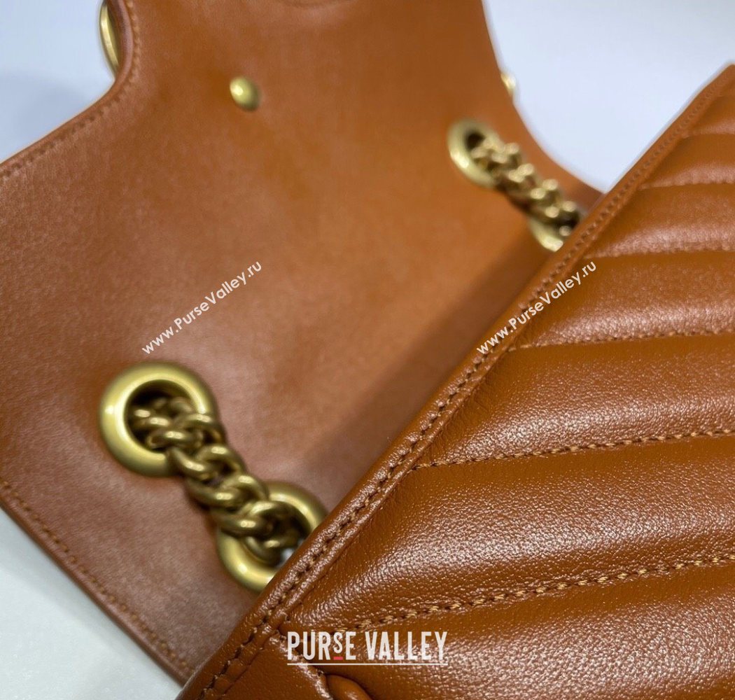 Gucci GG Marmont Diagonal Leather Mini Bag 446744 Brown 2025 (DLH-250630057)