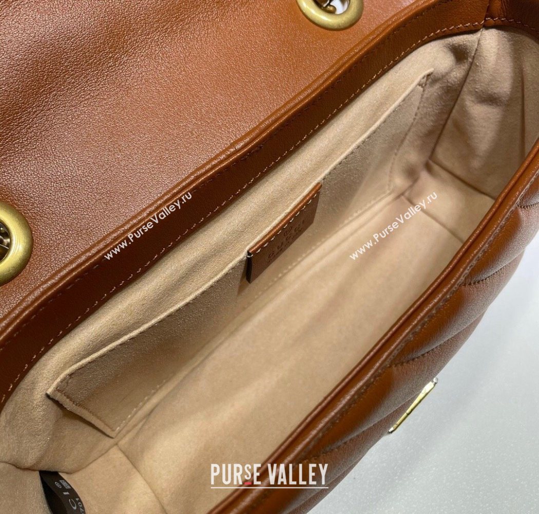 Gucci GG Marmont Diagonal Leather Mini Bag 446744 Brown 2025 (DLH-250630057)