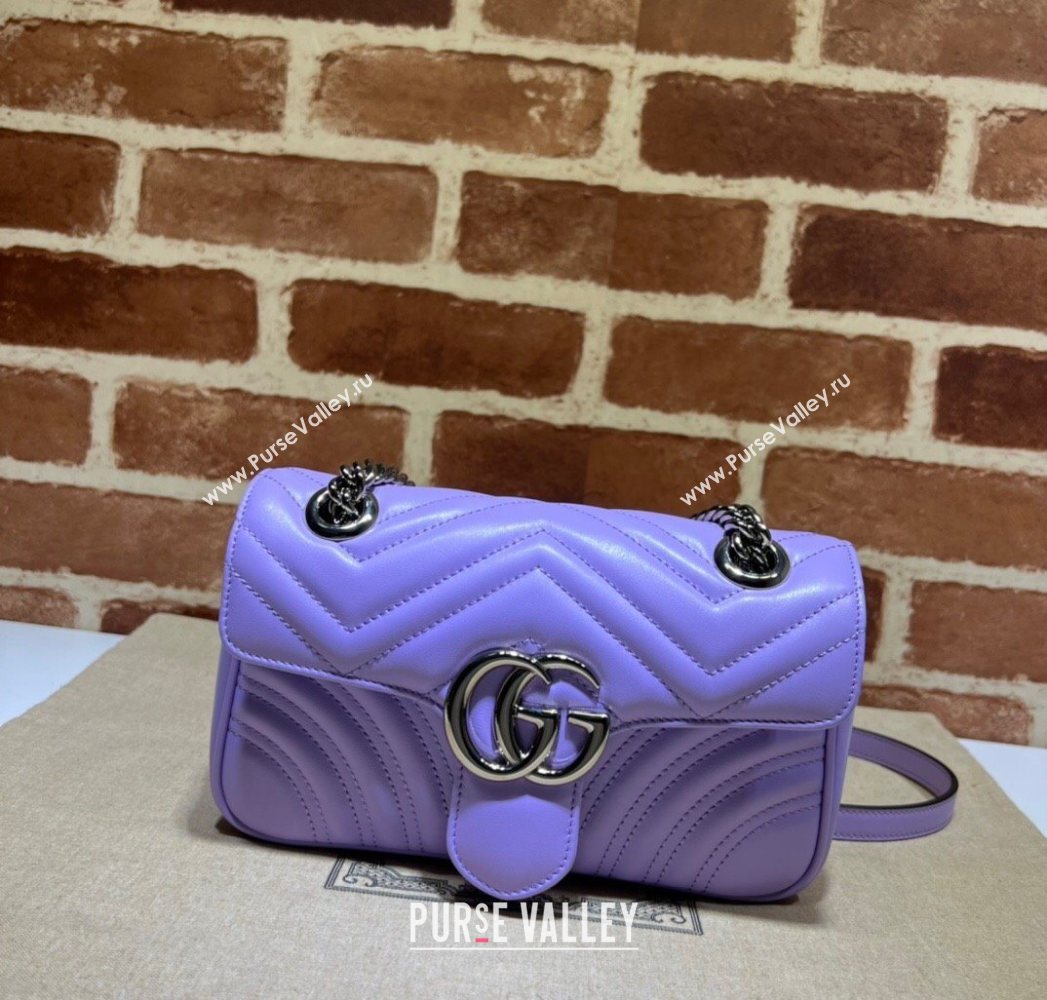 Gucci GG Marmont Matelasse Leather Mini Bag 446744 Light Purple 2025 (DLH-250630058)
