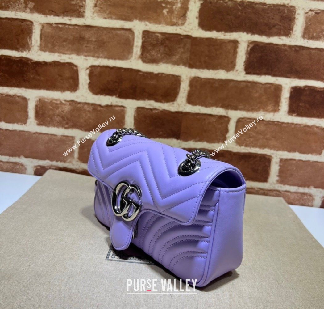 Gucci GG Marmont Matelasse Leather Mini Bag 446744 Light Purple 2025 (DLH-250630058)