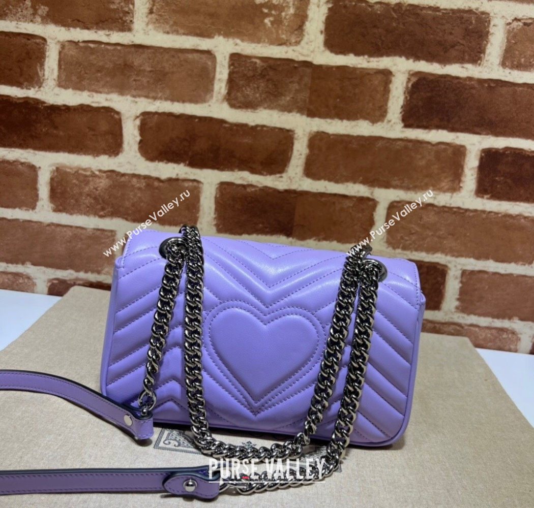 Gucci GG Marmont Matelasse Leather Mini Bag 446744 Light Purple 2025 (DLH-250630058)