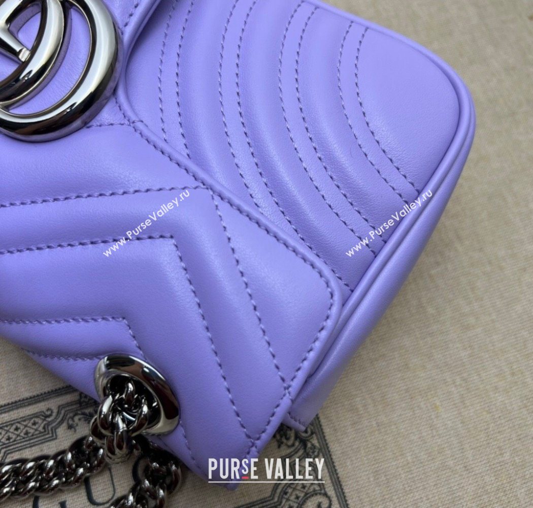 Gucci GG Marmont Matelasse Leather Mini Bag 446744 Light Purple 2025 (DLH-250630058)