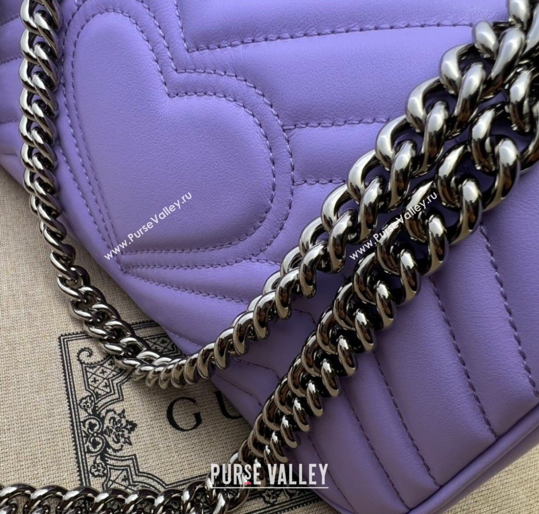 Gucci GG Marmont Matelasse Leather Mini Bag 446744 Light Purple 2025 (DLH-250630058)