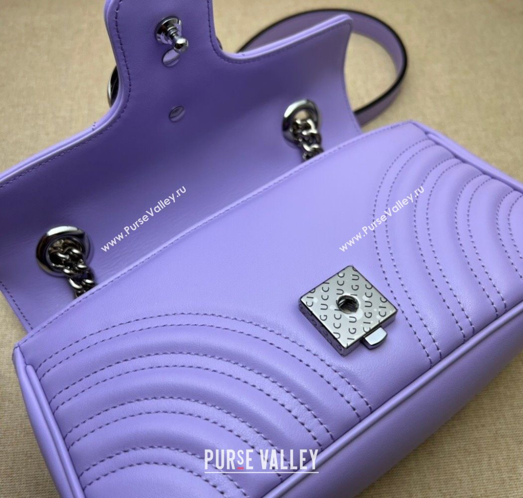 Gucci GG Marmont Matelasse Leather Mini Bag 446744 Light Purple 2025 (DLH-250630058)