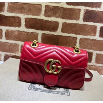 Gucci GG Marmont Matelasse Leather Mini Bag 446744 Red2 2025 (DLH-250630059)