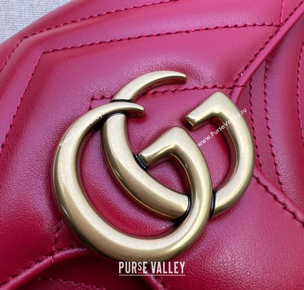 Gucci GG Marmont Matelasse Leather Mini Bag 446744 Red2 2025 (DLH-250630059)