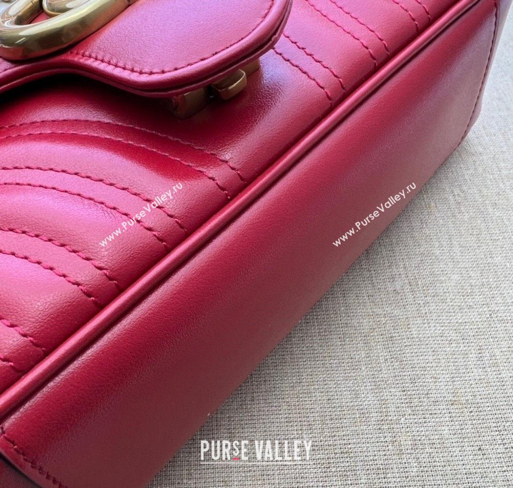 Gucci GG Marmont Matelasse Leather Mini Bag 446744 Red2 2025 (DLH-250630059)