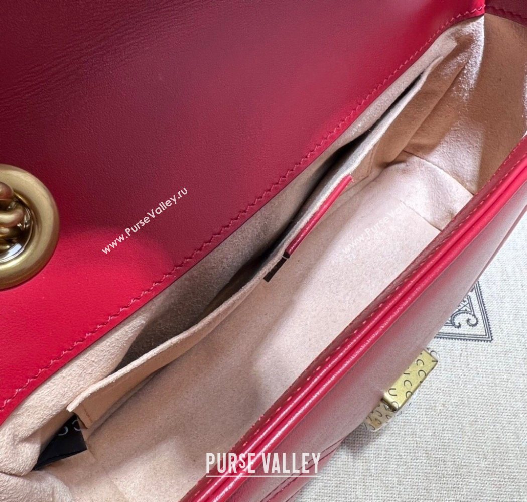 Gucci GG Marmont Matelasse Leather Mini Bag 446744 Red2 2025 (DLH-250630059)