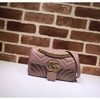 Gucci GG Marmont Matelasse Leather Mini Bag 446744 Nude Pink 2025 (DLH-250630060)