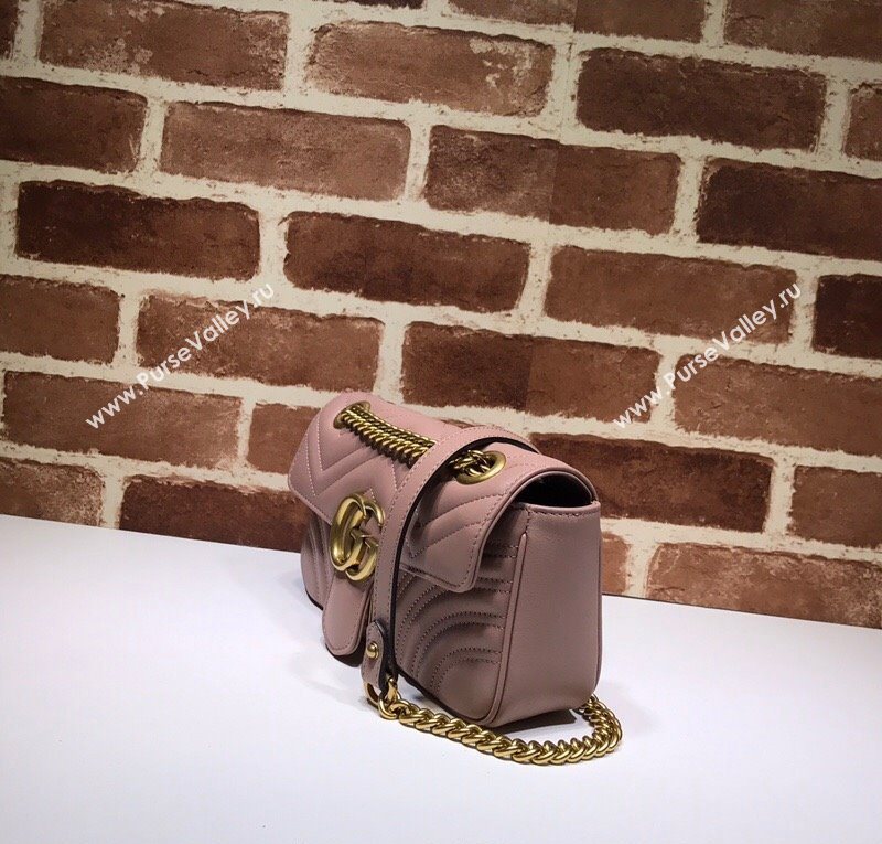 Gucci GG Marmont Matelasse Leather Mini Bag 446744 Nude Pink 2025 (DLH-250630060)