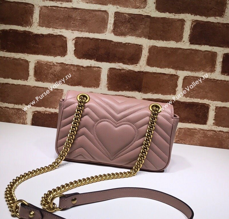 Gucci GG Marmont Matelasse Leather Mini Bag 446744 Nude Pink 2025 (DLH-250630060)